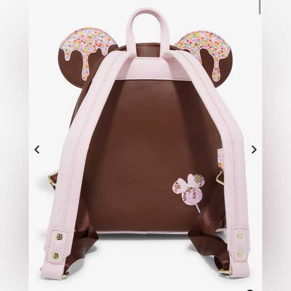 BNWT Loungefly Disney Minnie Mouse Chocolate Lollipop Ears Backpack - Boxlunch - Picture 3 of 4